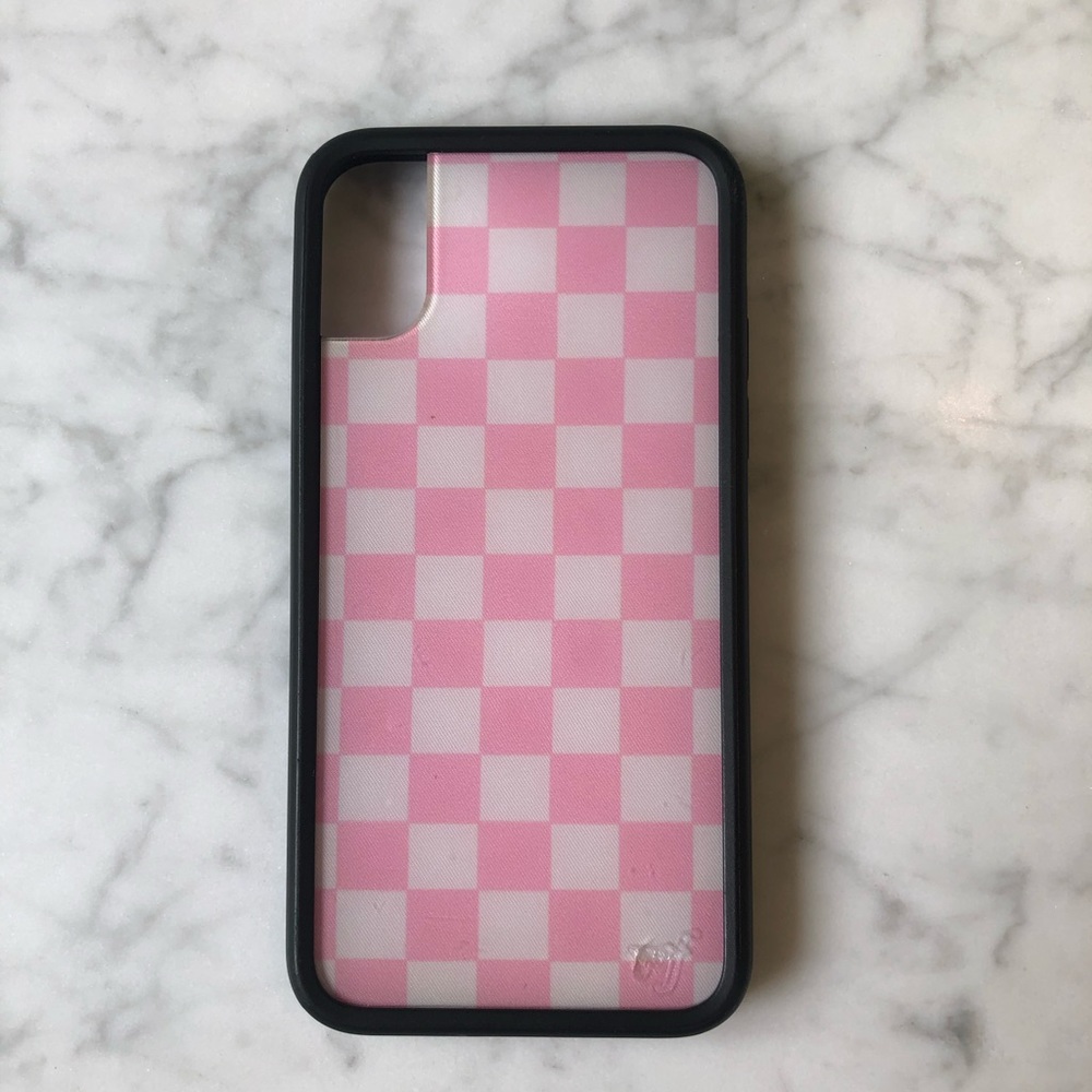 wildflower pink checkered iphone x case
